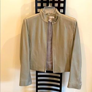 Pewter Leather Zip Jacket Small